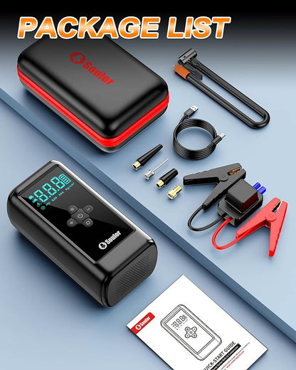 Jump Starter with Air Compressor car Jumper Starter Portable | 7000A Car Battery Jump Starter with 160PSI Portable Tire Inflator, LED Light, Case (All Gas/14L Diesel)