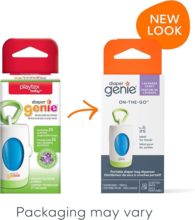 Diaper Genie On-The-Go Dispenser, Portable Diaper Bag Dispenser, Lavender Scent