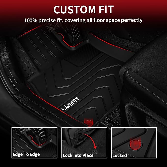LASFIT Floor Mats Fit for Mazda CX5 2025 2024 2023 2022 2021 2020 2019 2018 2017 Custom Fit TPE All Weather Floor Liners 1st & 2nd Row Car Mats for Mazda CX-5, Black