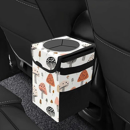Car Trash Can – Multi-Purpose, Lightweight and Portable with Durable Water-Resistant Coating, No Installation Required, Practical and Ample Capacity, Variety of Colors.Mushroom
