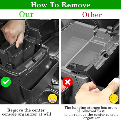 Eamplest 4PCS Center Console Organizer for 2018-2022 2023 Jeep Wrangler JL JLU and Gladiator JT Accessories Gear Shift Side Tray Organizer,Hanging Armrest Storage Box (Not for JK/JKU)