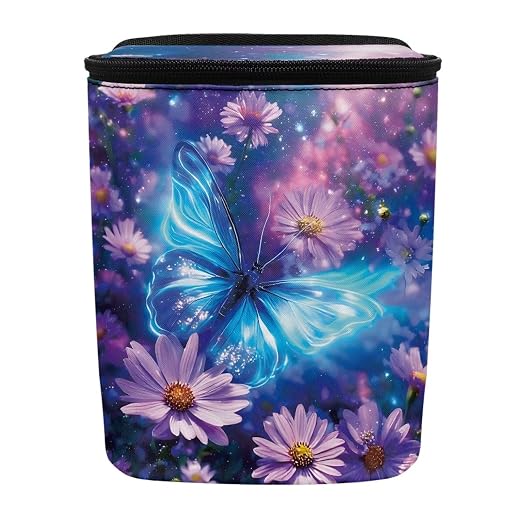 Talayituse Butterfly Daisy Floral Print Car Trash Can with Lid, Leak Proof Auto Trash Bag Hanging Vehicle Garbage Can Multipurpose Storage Container for Back Seat Road Trip