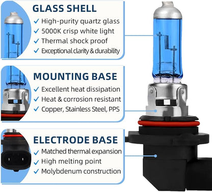 Sinoparcel 9006 Halogen Headlight Bulbs, High and Low Beam 5000K, Brighter Replacement for Standard 55W Bulb, Pack of 2