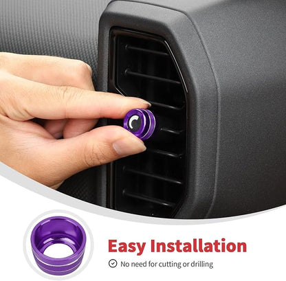 Linskip Aluminum Vent Knob Covers Compatible with Ford Bronco Sport 2021-2024, Dash Air Vent Knob Trim Kit for Bronco Sport Interior Accessories(Purple)