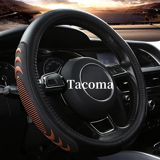 Yangday Leather Steering Wheel Cover for Toyota Tacoma 4Runner Tundra, 15.5-16 inches Car Steering Wheel Cover with Anti-Slip Massage Particle (Brown)
