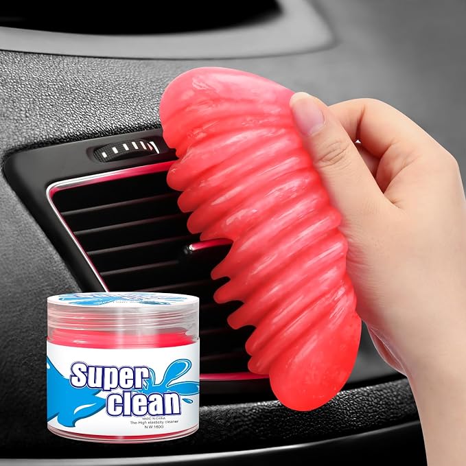 TeSabMi Car Cleaning Gel Car Cleaning Putty Car Putty Car Interior Cleaner Car Slime Car Detailing Kit Car Accessories Gifts for Men Women Stocking Stuffers Red