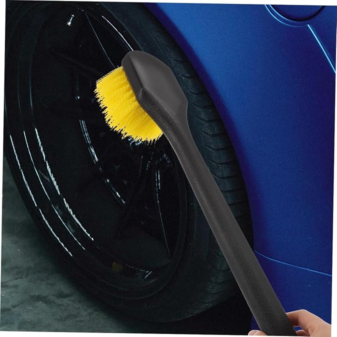 STAHAD Car Tire Brush Long Handle Wheel Cleaning Brush for Car Detailing with Stiff Bristles Yellow Tire Cleaner Tool for Automotive Rim