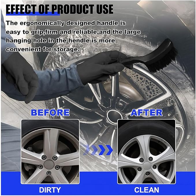 smilfuy 8.3×2.5 Inch Carpet Cleaning Brush, Scrub Brush for Floor Mats, Car Wheel Hub Cleaning Brush for Car Interior and Home, Car Wash Brush Automotive Tire Brush with Soft Bristle Short Handle