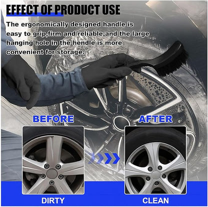 smilfuy 8.3×2.5 Inch Carpet Cleaning Brush, Scrub Brush for Floor Mats, Car Wheel Hub Cleaning Brush for Car Interior and Home, Car Wash Brush Automotive Tire Brush with Soft Bristle Short Handle