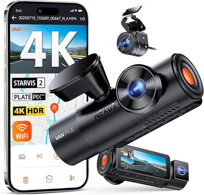 Vantrue N4 Pro S 4K 3 Channel Dash Cam for Truck, 4K+1080P+2.5K Front Inside Rear Camera, Triple STARVIS 2 HDR IR Night Vision, IP67, Voice Control, Parking Mode, GPS, Wi-Fi, Support 1TB (RC09)