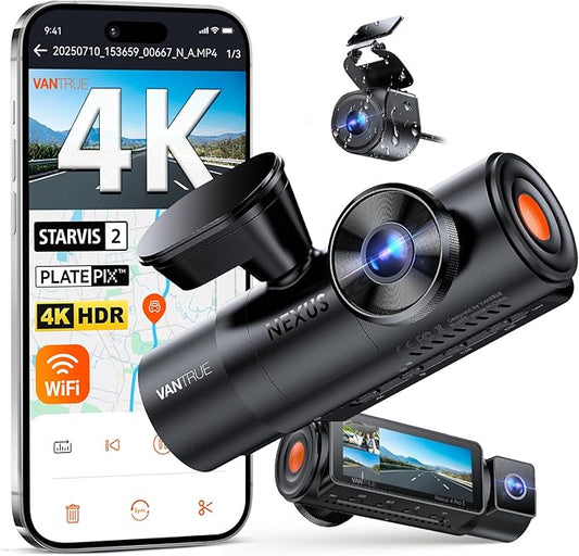 Vantrue N4 Pro S 4K 3 Channel Dash Cam for Truck, 4K+1080P+2.5K Front Inside Rear Camera, Triple STARVIS 2 HDR IR Night Vision, IP67, Voice Control, Parking Mode, GPS, Wi-Fi, Support 1TB (RC09)