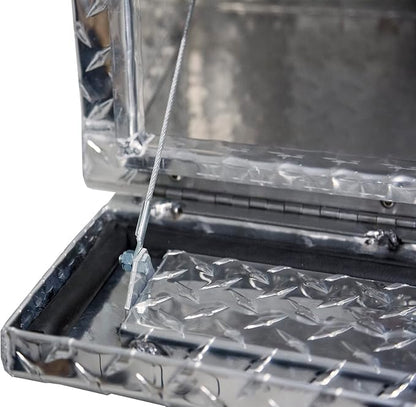 Buyers Products 1705640 21x13x72 Diamond Tread Aluminum Pick Up Truck Contractor Box with Lower Door, Two Tier Storage, Weather Resistant Seals, Locking Latches, No‑Drill Mounting Hardware