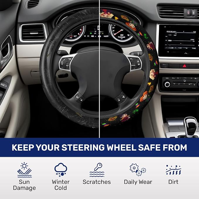 GENANY Witch Fantasy Steering Wheel Cover, Non Slip Polyester Car Wheel Protector for Car SUV Truck, Universal 15 Inch