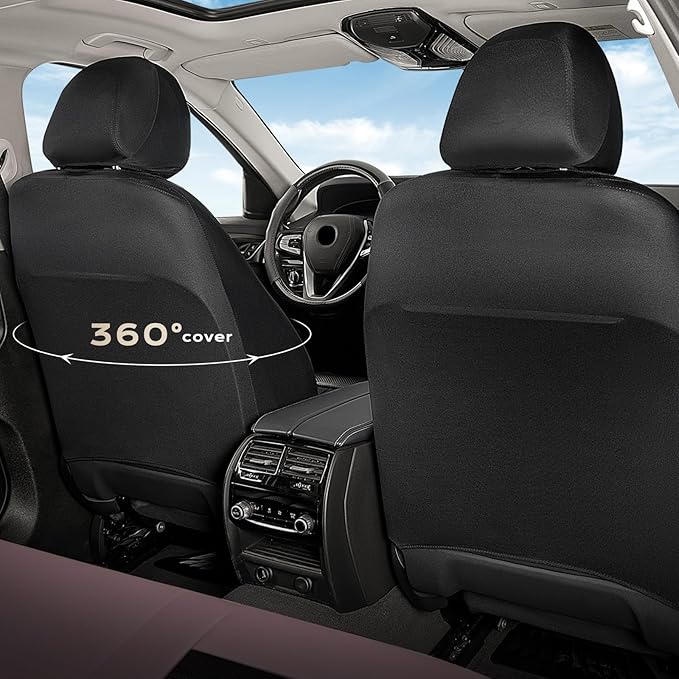 Coverado Car Seat Covers Full Set, Luxury Leather Car Seat Covers, Automotive Front and Rear Mesh Seat Covers, Full Set 5 Seats, Pink Black Seat Covers for SUV Sedan Truck