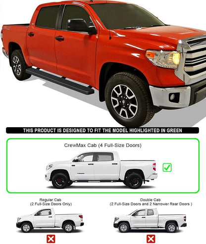 APS Running Boards 5 inches Matte Black Compatible with Toyota Tundra 2007-2021 CrewMax Stainless Steel (Nerf Bars Side Steps Side Bars)
