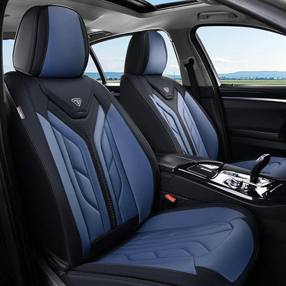 Coverado Seat Covers, Car Seat Covers Front Seats, Leather Seat Covers for Cars, Automotive Seat Covers Car Seat Protector Car Seat Cushion Universal Fit for Most Sedans SUV Pick-up Truck(Black&Blue)