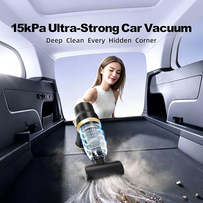 TFN 15kPa Cordless Car Vacuum, Handheld Car Vacuum with Blow & Suction, Portable Vacuum Cleaners with Washable Filter for Car, Pet Hair and Office