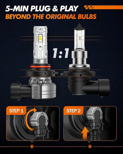 SEALIGHT 9145 LED Fog Light Bulbs, 12000LM 6500K Cool White Fog Lights, 24W 5530 CSP Chips 9145/9140/H10 Fog Light LED Bulbs, Front Fog Lamps for car, trucks, SUVS, Non-polarity, Pack of 2