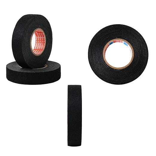 HSTECH 2 Rolls Width 1.26in Wire Loom Harness Tape, Speaker Wiring Harness Cloth Tape, Black Adhesive Fabric Tape, for Automobile Electrical Wire harnessing Noise Dampening Heat Proof （32mm X 15m）