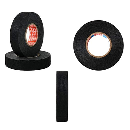 HSTECH 6 Rolls Width 3/4in Wire Loom Harness Tape, Speaker Wiring Harness Cloth Tape, Black Adhesive Fabric Tape, for Automobile Electrical Wire harnessing Noise Dampening Heat Proof （20mm X 15m）