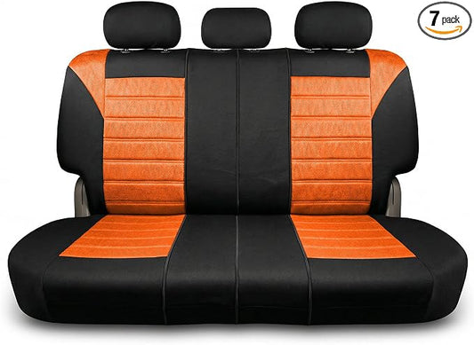 FH Group Automotive Car Seat Covers Rear Set Premium 3D Air Mesh Seat Covers, Airbag Compatible and Split Bench Cover Universal Fit Interior Accessories for Cars Trucks and SUVs - Orange
