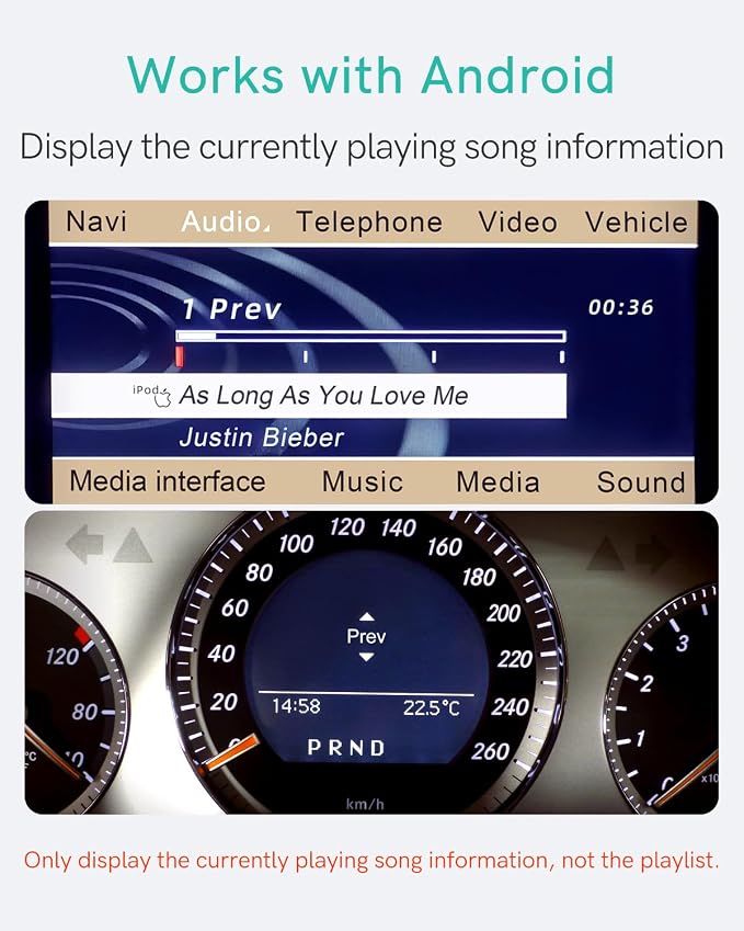 Bluetooth Car Audio Adapter for 2008-2012 Mercedes-Benz with AMI Port, Bluetooth Transmitter with aptX-HD Sound & AMI Cable
