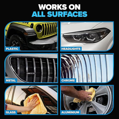 Carfidant Bug Remover for Cars Exterior - Car Bug Cleaner Spray with Ceramic Coating - Removes Bug Splatter & Bird Poop - Safe on Paint, Glass, Plastic, Metal - Windshield Pre Wash - 18 fl oz + Sponge