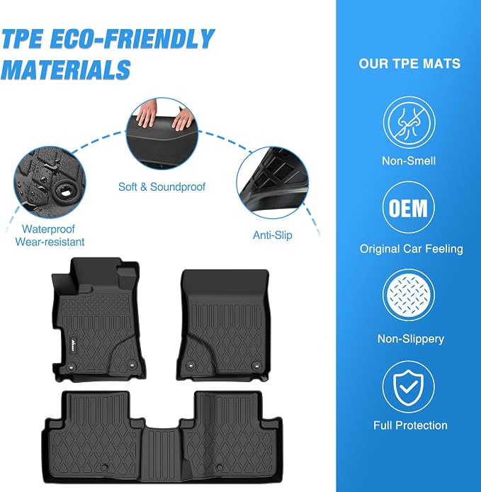 Nilight TPE Floor Mats for Acura ILX 2013 2014 2015 2016 2017 2018 2019 2020 2021 2022 2022, All Weather Custom Fit Heavy Duty Floor Liners