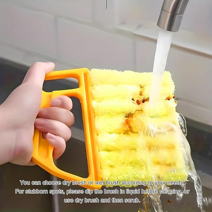 2 PCS Blind Cleaner Duster Tool, 7 Finger Handheld Duster Window Shutters Dusting Cleaner Brush, Washable Mini Blinds Dust Cleaning Tools for Car Air Conditioner Vent (Blue+Yellow)
