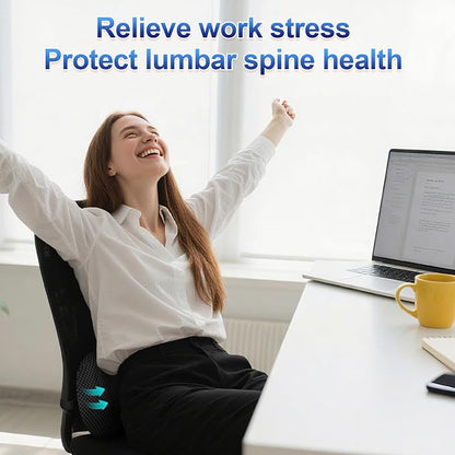 Lumbar Support Pillow, Ergonomic Back Cushion for Office Chair with Adjustable Straps & Detachable Breathable Cover,Memory Foam Car Lumbar Pillow, Back Support Pillow for Car, Office,Bed Rest(Black)