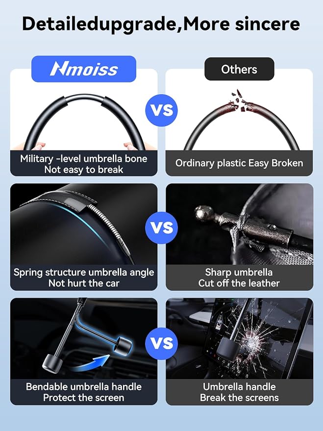 Nmoiss Windshield Sun Shade Umbrella for Mustang - [Vinyl Coating Heat Shield] Protect Car from Sun Rays & Heat Damage Keep Cool and Protect Interior, Spring Structure Edge