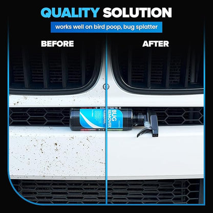 Carfidant Bug Remover for Cars Exterior - Car Bug Cleaner Spray with Ceramic Coating - Removes Bug Splatter & Bird Poop - Safe on Paint, Glass, Plastic, Metal - Windshield Pre Wash - 18 fl oz + Sponge