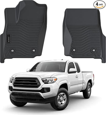 Auxko All Weather Floor Mats Fit for Toyota Tacoma 2026 2025 2024 Double & Access Cab XtraCab Front Row (Only for Automatic Include Hybrid and Gas) TPE Tacoma Accessory Odorless Anti-Slip Black