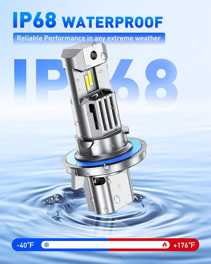 AUTOONE H13/9008 LED Bulb Hi Lo, 50000LM for Automotive Halogen H13 Lights, 1:1 Size 99% Compatibility, 2 PCS