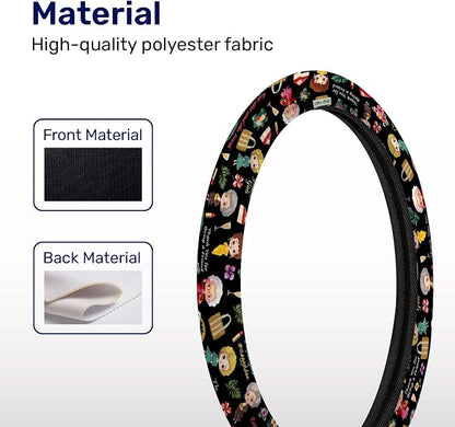 GENANY Vintage Girls Friendship Steering Wheel Cover, Non Slip Polyester Wheel Protector for Car SUV Truck, Universal 15 Inch
