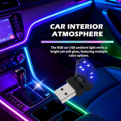 Mini USB LED Lights for Car,5V RGB Car LED Lights Interior USB Light with Adjustable Color & Brightness,Portable USBs A Ambient Lighting Cars Interior for Cars Atmosphere