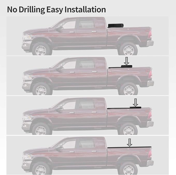 OEDRO Soft Quad Fold Truck Bed Tonneau Cover Compatible with 2019-2026 Chevy Silverado 1500 / GMC Sierra 1500, Fleetside 6.6 Ft Bed Without Multi-Flex Tailgate(Not for Legacy/Limited/2500 3500hd)