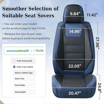 Coverado Car Seat Covers, Front Covers for Cars, Car Seat Cover Front Seats, Car Seat Protector Waterproof, Leather Car Seat Cushion, Universal Interior Covers Seat Protectors for Most Cars Blue