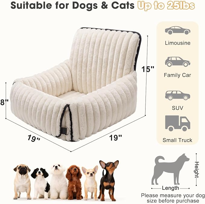 MIXJOY 6-in-1 Dog Car Seat for Small/Medium Dogs up to 25 lbs, Multi-Functional Dog Carrier for Car with Detachable Washable Cover, Pet Travel Bed with Clip-On Safety Leash, Beige