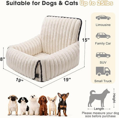 MIXJOY 6-in-1 Dog Car Seat for Small/Medium Dogs up to 25 lbs, Multi-Functional Dog Carrier for Car with Detachable Washable Cover, Pet Travel Bed with Clip-On Safety Leash, Beige