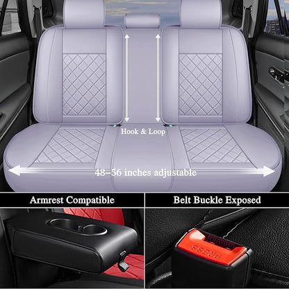 otoez Car Seat Covers Full Set, Universal Leather Seat Cover 5 Seat Waterproof & Breathable Automotive Seat Protector Full Coverage for Cars Sedens, Trucks, SUVs, Vans (Light Purple)