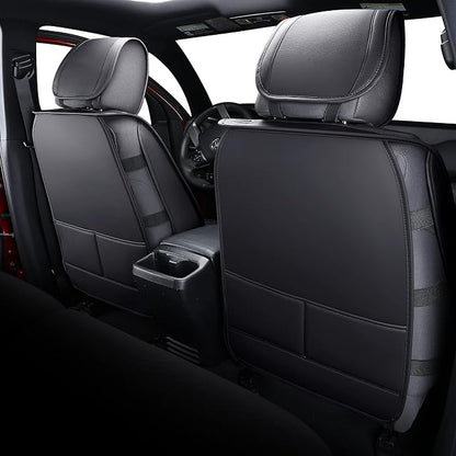 Tomatoman Tacoma Seat Covers Compatible with Toyota Tacoma 2005-2022 2023 2024 2025 2026 Truck Access Crew Double Cab TRD Offroad SR5 V6 Waterproof Faux Leather Car Cushions(Full Set/Black-White)