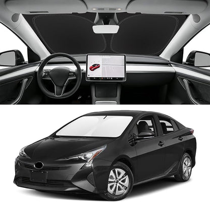 Custom Fit Windshield Sun Shade for Toyota Prius 2010-2022 (Not for Prius C/V), Blocks UV & Heat, Front Window Sunshade Accessories, Easy Fold & Store Keep Your Car Cooler