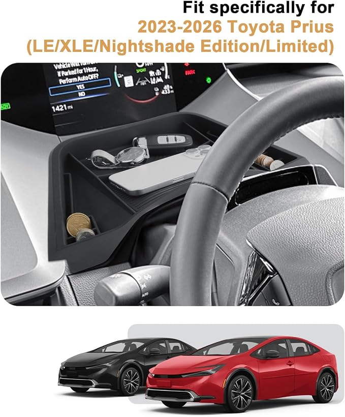 ECOZEN Dash Console Organizer For 2023-2026 Toyota Prius - Dashboard Storage Tray Behind Steering Wheel Center Console Organizer - 2023 2024 2025 2026 Prius Interior Accessories
