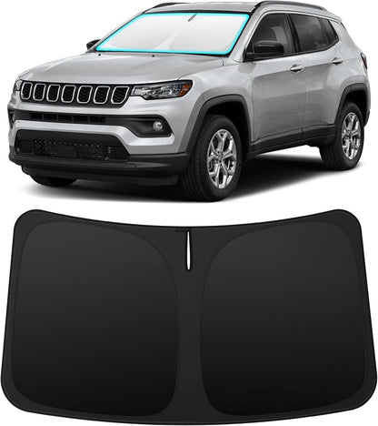 INSAUTO Custom Fit Windshield Sun Shade Accessories for Jeep Compass 2017-2025, Foldable Front Window Sunshade, UV & Heat Reflector, Keeps Interior Cool, Includes Storage Bag