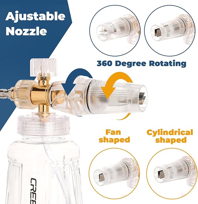 Foam Cannon for Pressure Washer, Adjustable Foam Blaster, M22 and 1/4 Inch Quick Connect, Extra Nozzle 1.1mm