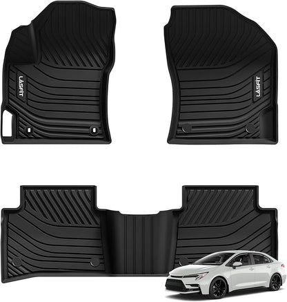 LASFIT 3D Precision-Trimmed Floor Mats for 2026-2020 Toyota Corolla Sedan, Custom Fit TPE All Weather Floor Liners, Full Coverage Car Floor Liners, 1st & 2nd Rows, Black