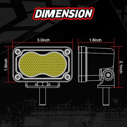 3 Inch LED Pod Light Yellow 2Pcs 40W Off Road Driving Rear Chase Light Bright LED Work Cube Light Waterproof Backup Yellow Fog Light Bar for Truck Pickup ATV UTV SUV Motorcycle Boat