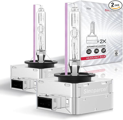 Sinoparcel D1S/D1R Xenon HID Headlight Bulb - 10000K 35W High Low Beam Replacement Lights - Pack of 2