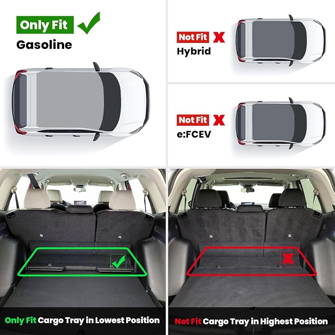 LASFIT Cargo Mat with Backrest Mat for Honda CR-V 2026 2025 2024 2023 Gasoline (Not for Hybrid), All Weather Custom Fit TPE Trunk Mat Trunk Liner Cargo Liner with Seatback Mat (Lower Position)